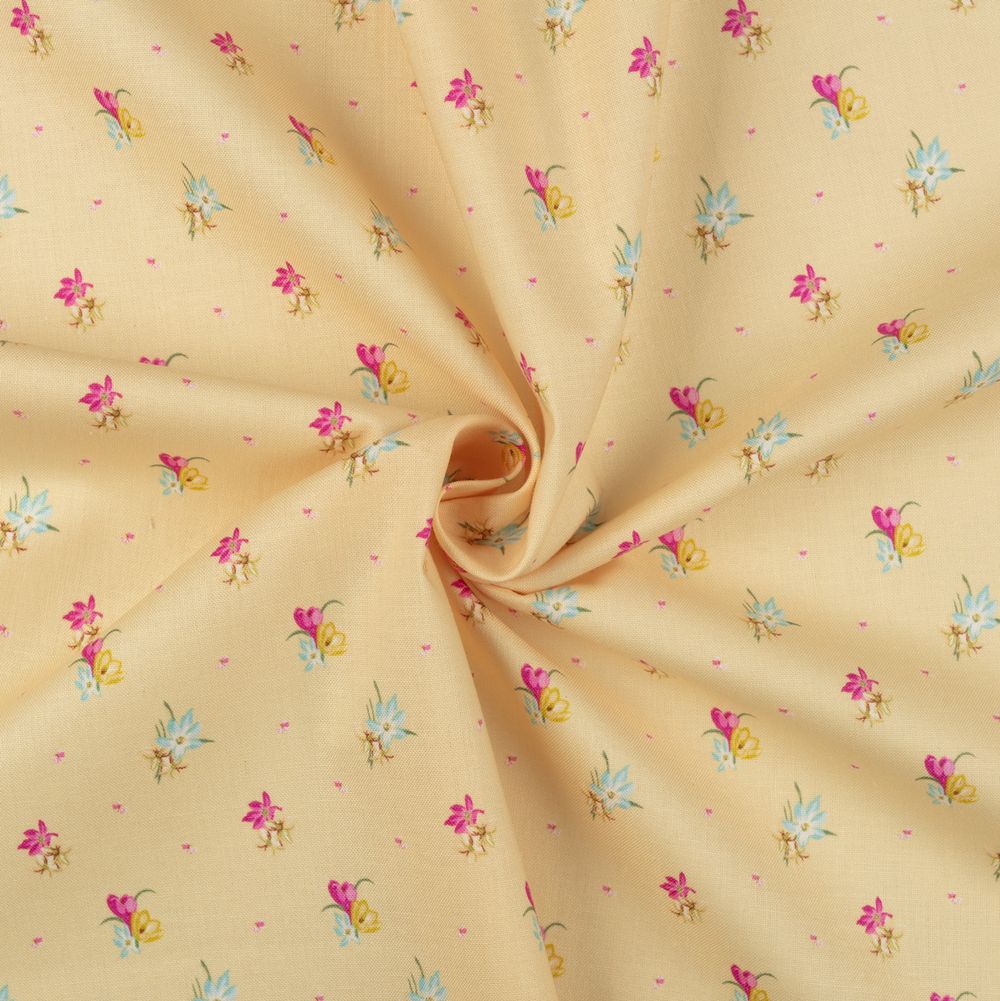 Ткань для пэчворка Peppy Весенний этюд, рулон 112 см / 5 метров, ВЭ-16 желтый, Peppy