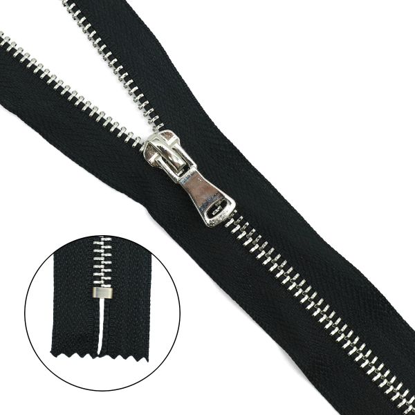 Молния металл Т5 (5 мм) 1 зам., н/раз., 18 см, никель, 580 черный, 10 шт