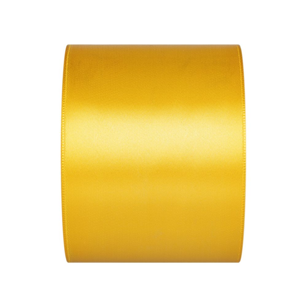 Лента атласная 1-сторонняя 75.0 мм / 33±2 метра, №020 желтый, в термоплёнке, Gamma