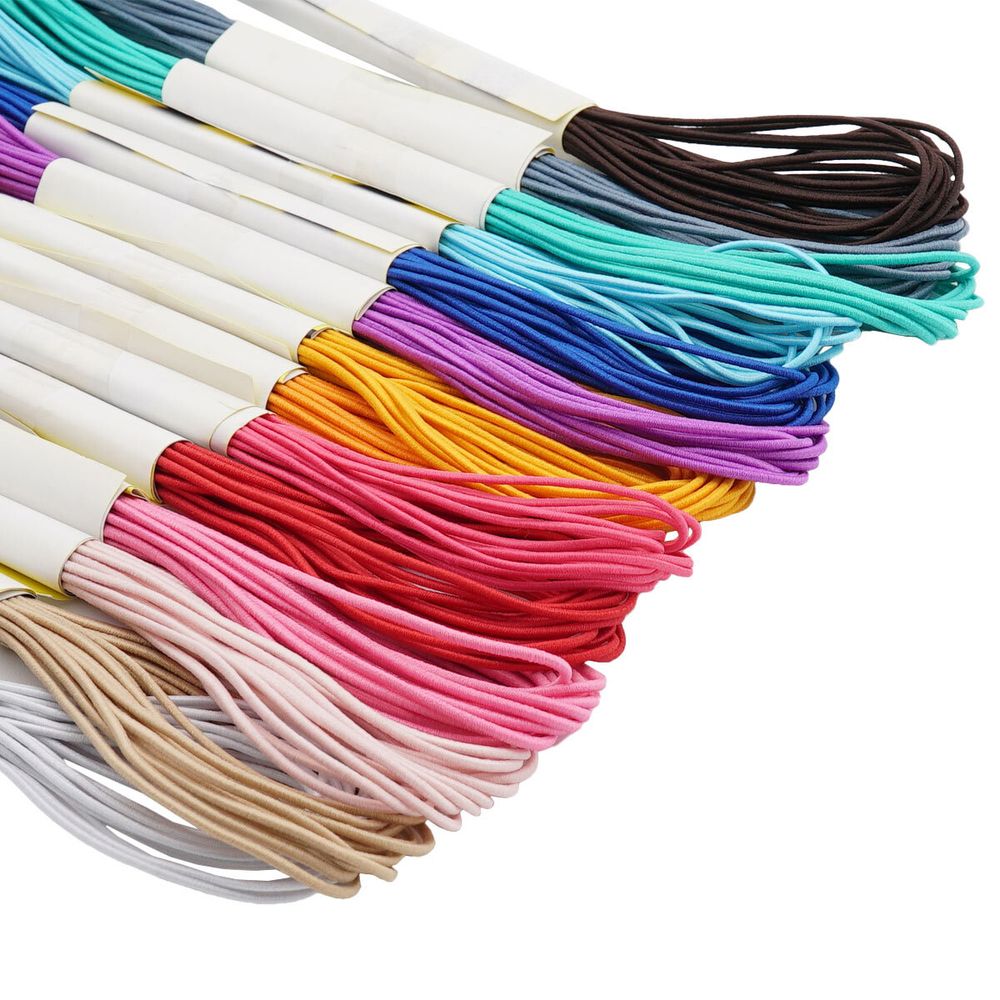 Резинка шляпная (шнур эластичный) ⌀1.0 мм / 5.5 метров, 0370-0301, ассорти, 14 шт