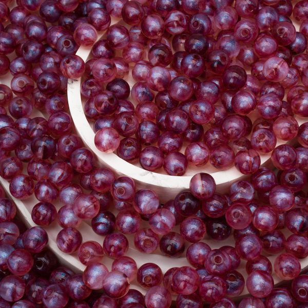 Бусины акрил 10мм, 500 г, дымка с АВ шиммером, круглые, AD045 бордовый, (7748708)2010 , Astra&Craft