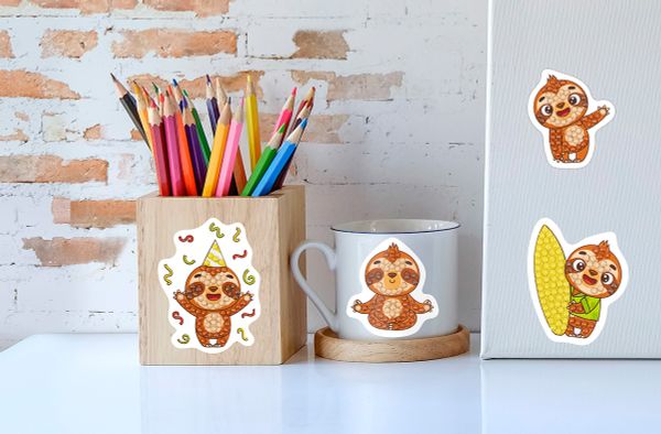 Алмазная (кристальная) мозаика Фрея ALVN-139, наклейки Ленивцы, 19.5х14 см