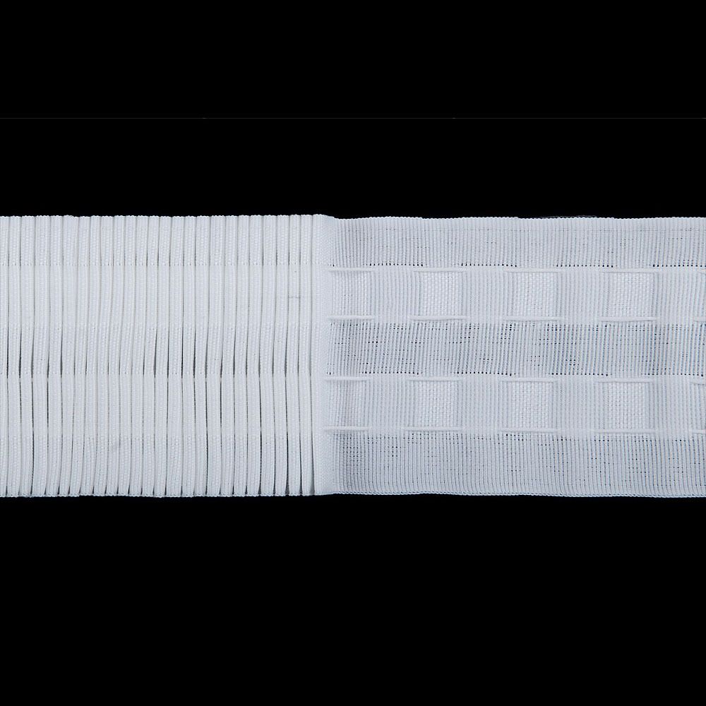 Лента (тесьма) шторная: сборка параллельная нефикс. 70 мм / 50 метров, (2 ряда петель, 4 шнура), белый, C70