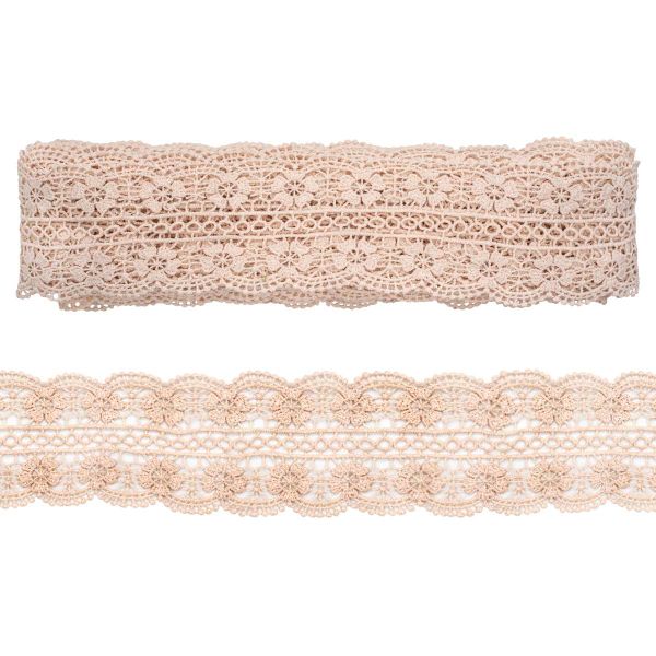 Кружево гипюр (плетёное) 68 мм, матовое, 13.72м, цв.NN236 молочный