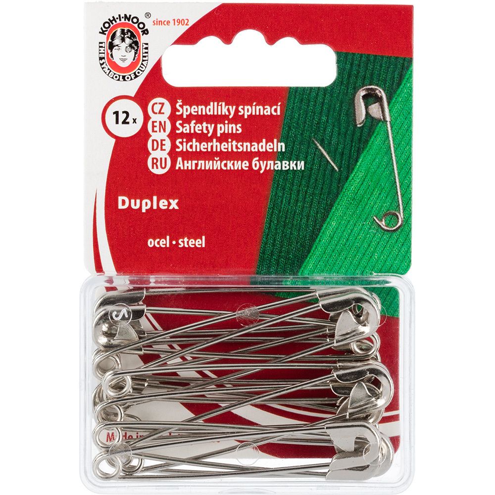 Булавки английские 50 мм, 12 шт, никель, KOH-I-NOOR 55 (5110 №3)
