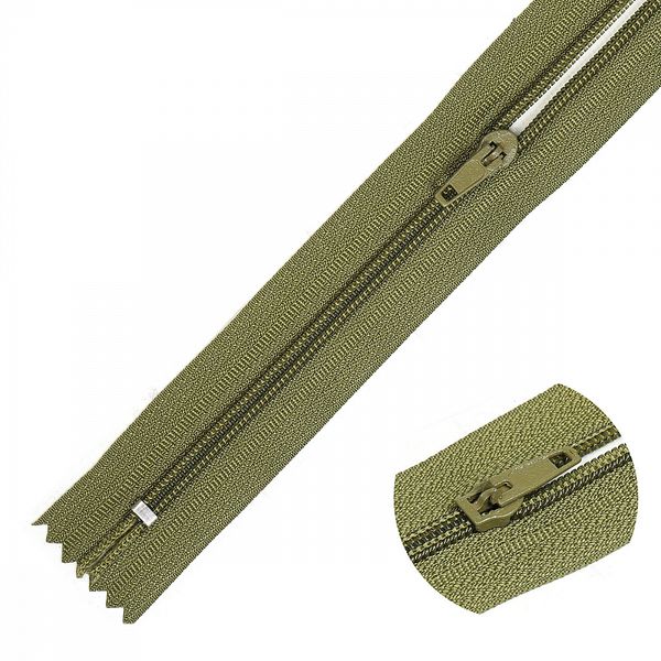 Молния спираль (витая) брючная Т4 (4 мм) 1 зам., н/раз., 20 см, F264 зеленый, 10 шт, Mzip