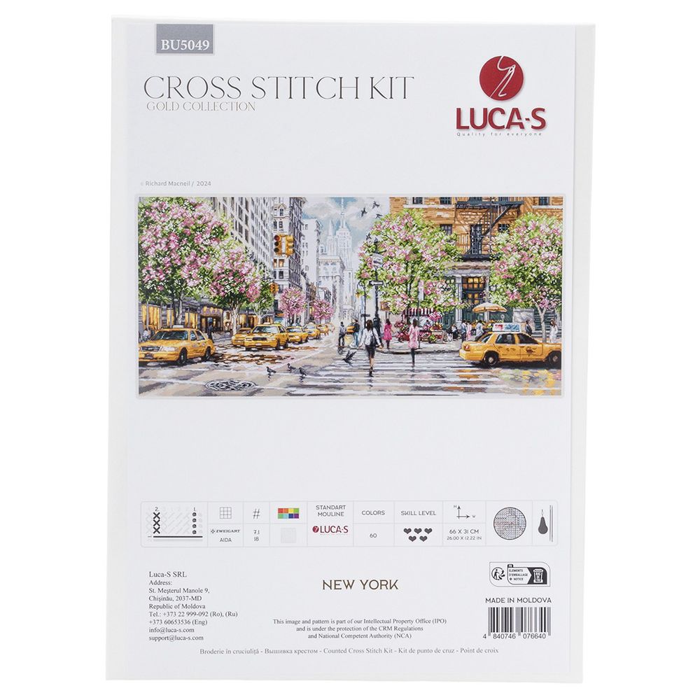 Набор для вышивания нитками Luca-S, Нью-Йорк, 66х31см