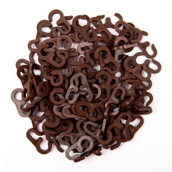 Крючки шторные для карниза на кольцо, 100 шт, /РП/ 02 коричневый, Blitz LF-300