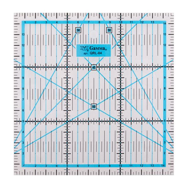 Линейка для пэчворка 15х15 см, пластик, Gamma QRL-04