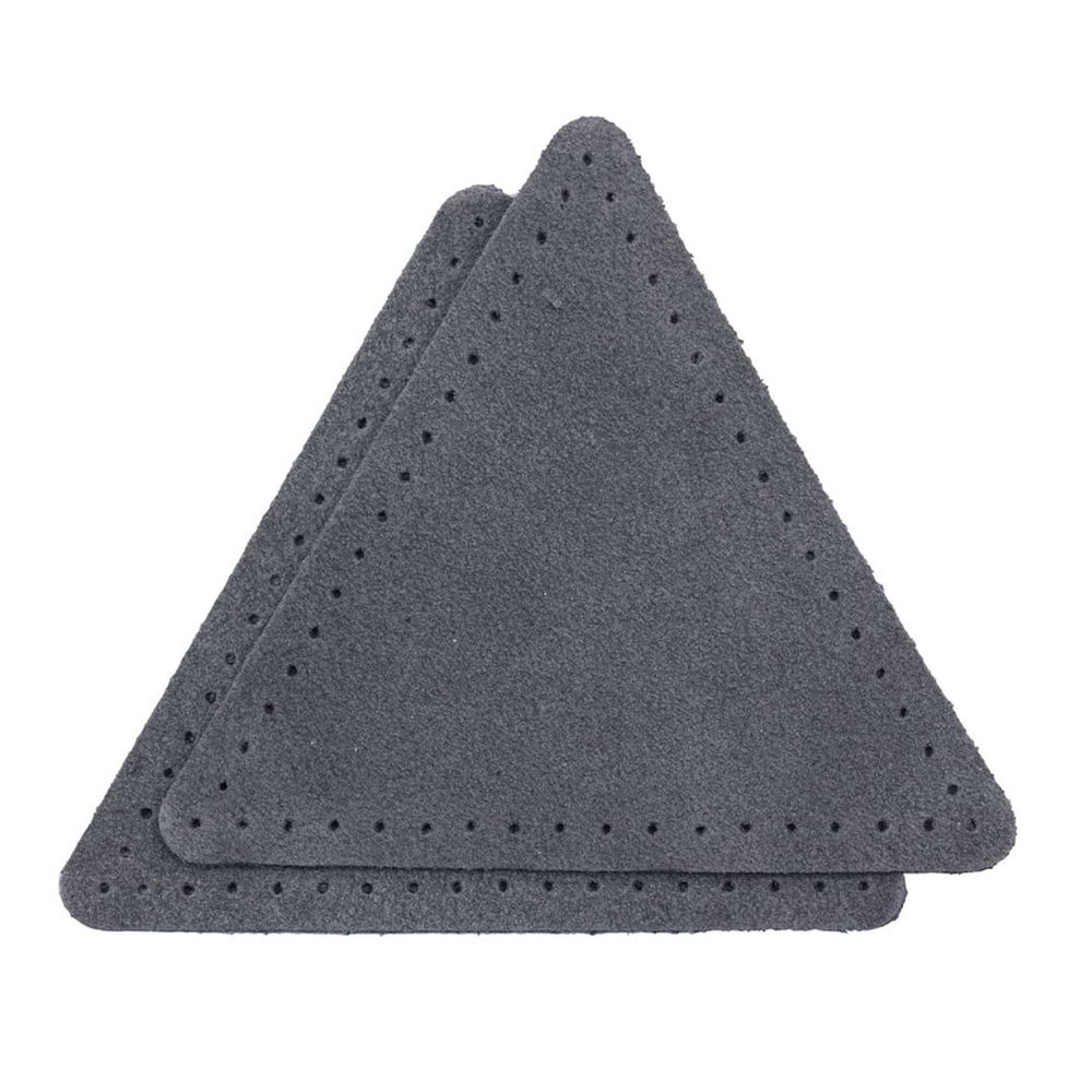 Заплатки пришивные из замши, треугольник равносторонний 8см с перфорацией, 2 шт, 100% кожа, 26 серый, 59126