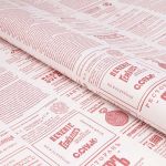 Крафт бумага 72 см, 10 м, 40 гр/м², дизайнерская Новости красный /TOS/