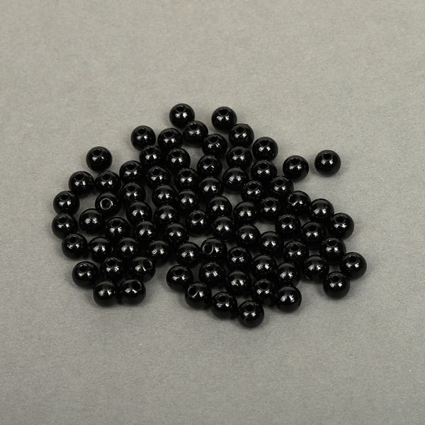 Бусины пластик (перламутр) ⌀6 мм, цв.002 черный, уп.500г (4838 шт), Magic4Hobby