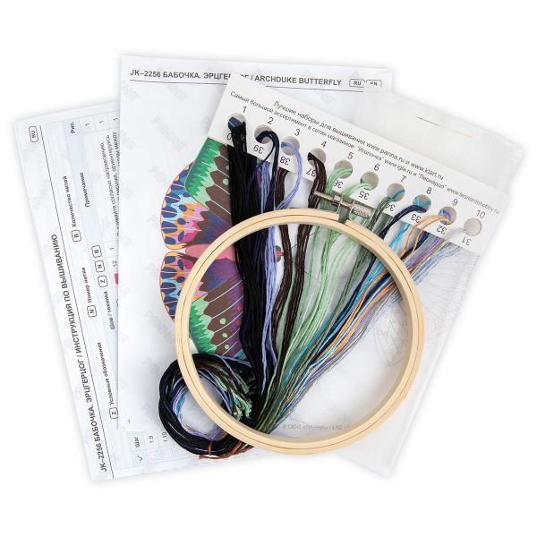 Набор для вышивания нитками Panna, Живая картина. Бабочка. Эрцгерцог, 13х13 см