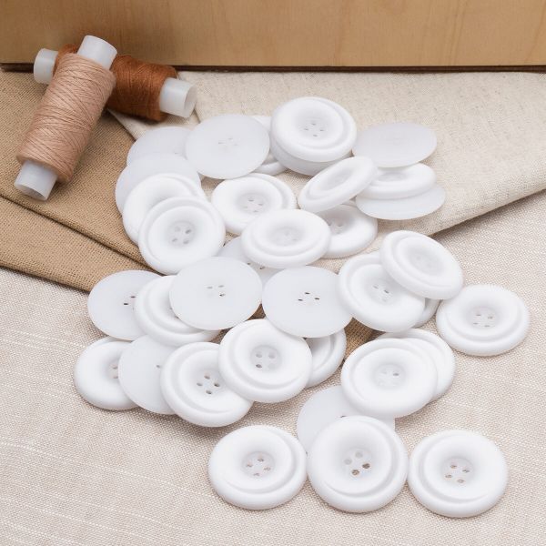 Пуговицы 4 прокола 46L=30 мм, пластик (имитация дерева), col.D белый, 36 шт, CN2821