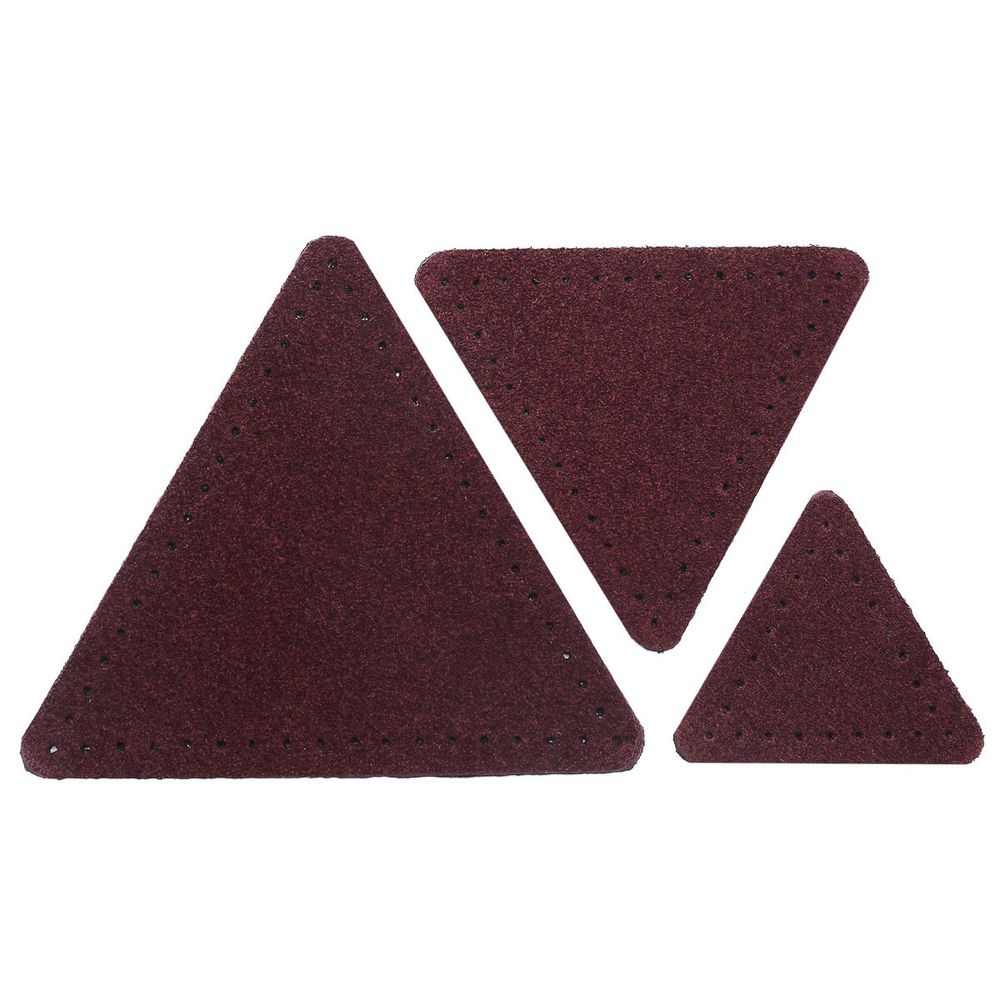 Набор заплаток пришивных из замши, треугольник равностор. 4, 6 и 8см, с перфорацией, 3 шт (31 бордовый), 59406