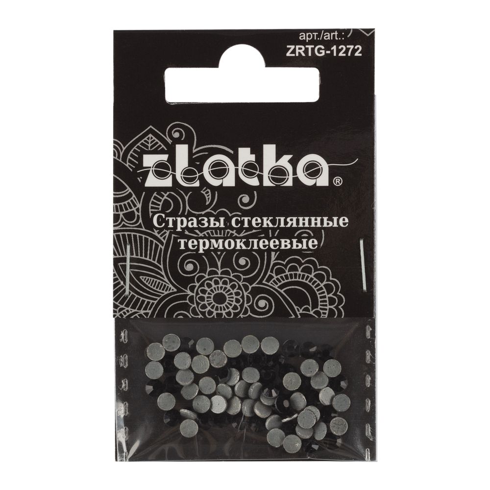 Стразы клеевые стекло 3.2 мм, 360 шт, SS12 №03 черный (Jet), Zlatka ZRTG-1272