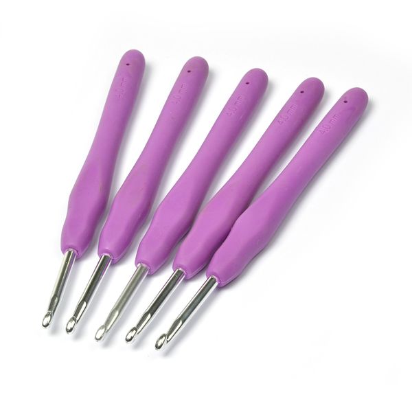 Крючок алюминиевый для вязания с резиновой ручкой 4мм, Maxwell Colors TB.AL-REZ09, уп. 10 шт