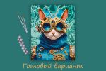 Картина по номерам Фрея, с поталью Кот в стиле стимпанк, 50х40 см