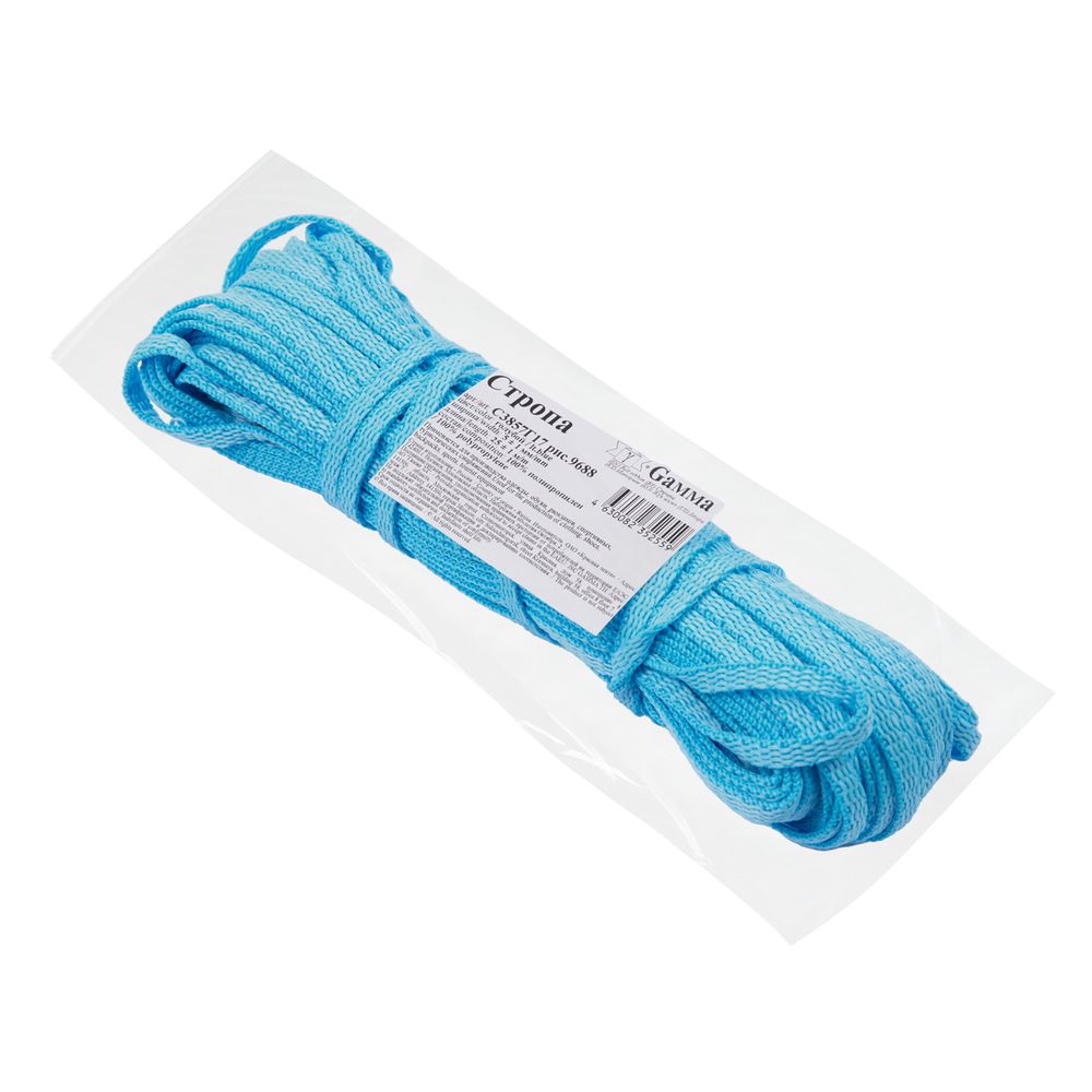 Стропа (ременная лента) 5 мм / 25 метров, толщ. 1.25 мм, [5.6 г/пог.м], 100% п/п, рис.9688, голубой, Gamma С3857Г17