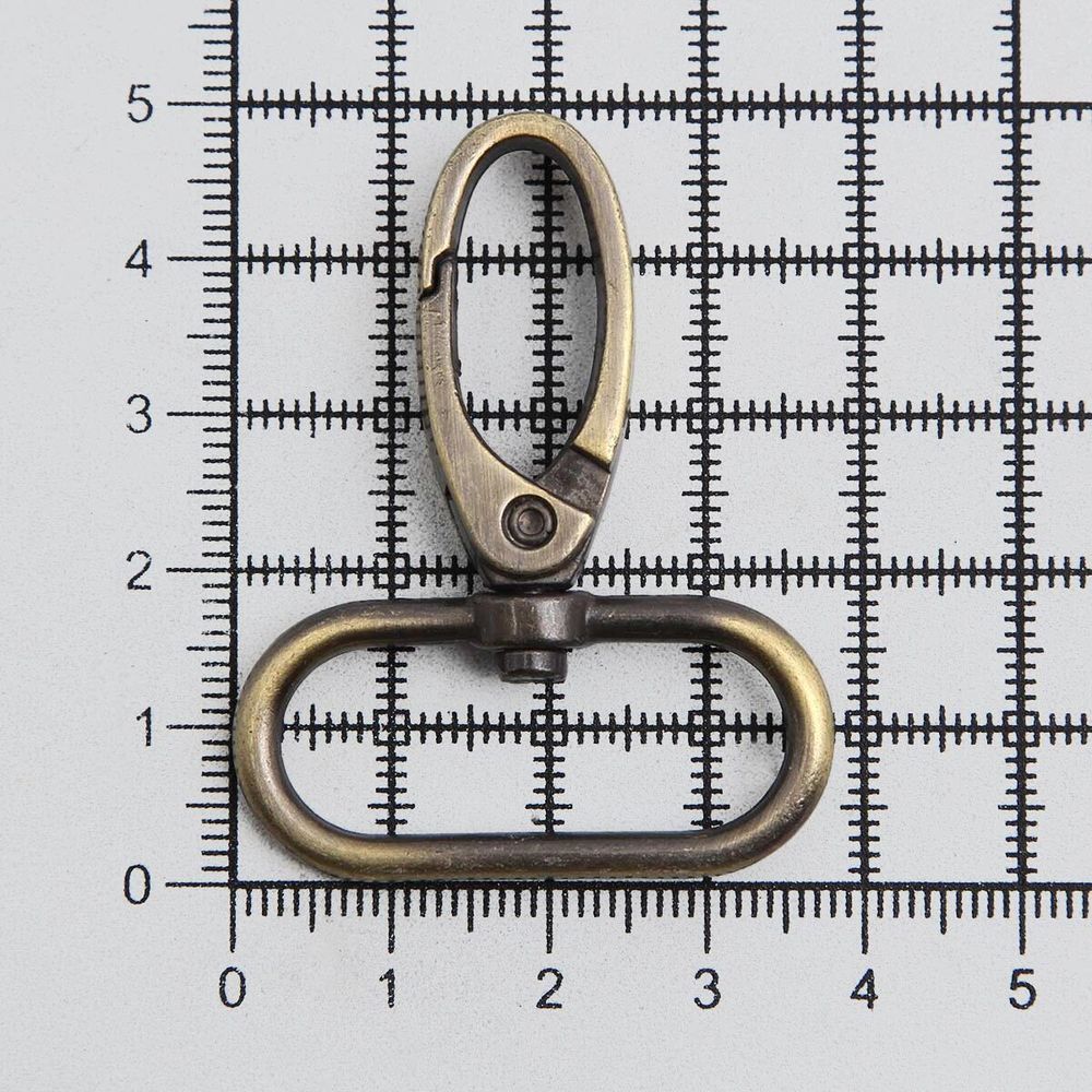 Карабин металл 30.0 мм (49х38 мм), тертая бронза, ГУ12849, 4 шт