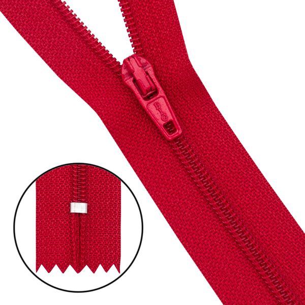 Молния спираль (витая) Т3 (3 мм) 1 зам., н/раз., 20 см, автомат, красн, 30103, 10 шт