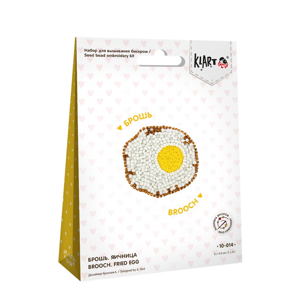 Набор для вышивания бисером Klart, Брошь Яичница, 5х4,5 см
