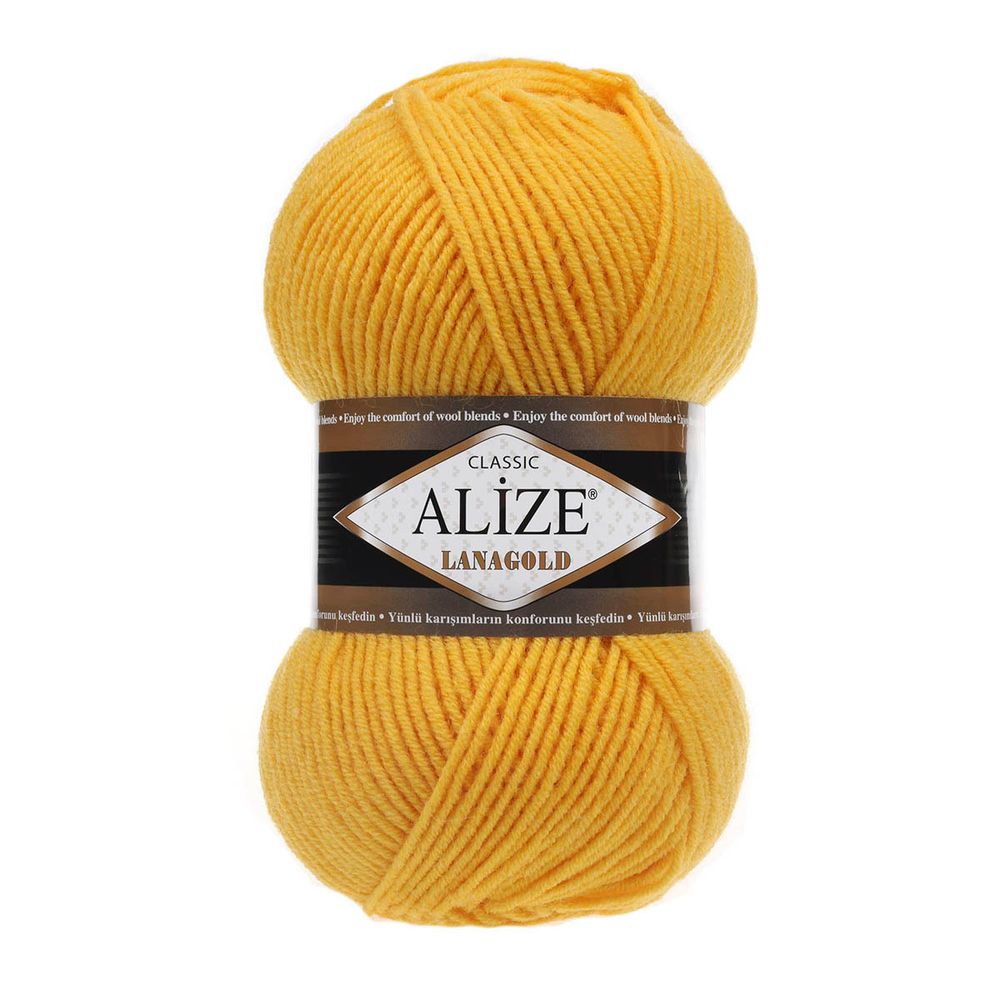 Пряжа Alize (Ализе) Lana Gold / уп.5 мот. по 100 г, 240м, 216 желтый A