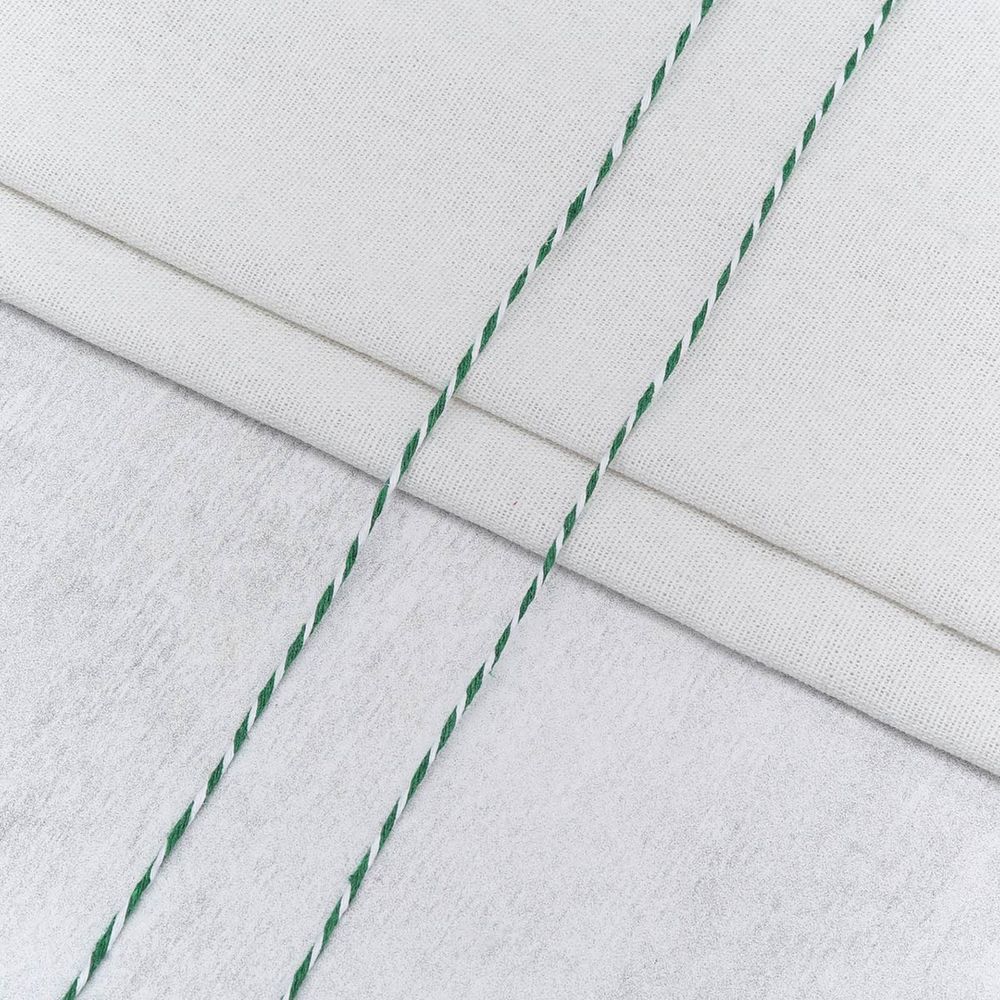 Шпагат х/б ⌀1.0 мм, / 100 метров, белый/зеленый