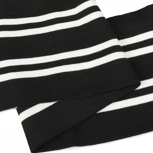 Подвяз (довяз) трикотажный 14.0х100 см, черный с белыми полосами, двухслойный, 100% п/э, 5 штук