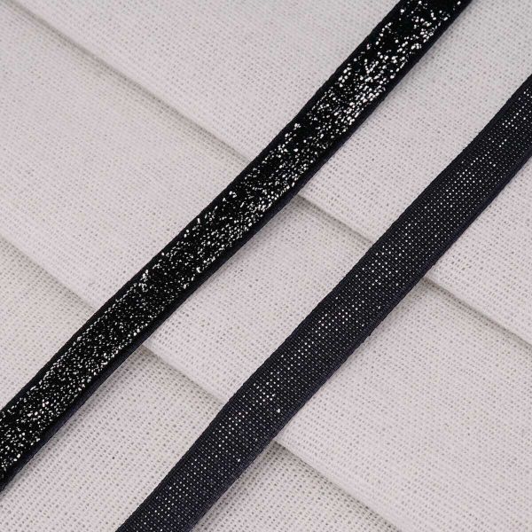 Лента бархатная (тесьма) с люрексом 10.0 мм / 32.9±2 метров, 03 черный