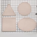 Набор заплаток пришивных из кожи, круг, квадрат, треугольник, овал 8см, с перфорацией, 4 шт (06 бежевый), 9743