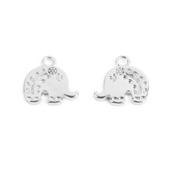Подвеска для бижутерии слон 10х10 мм, 10 шт (5х2 шт), 01 под серебро, Zlatka FMK-P03