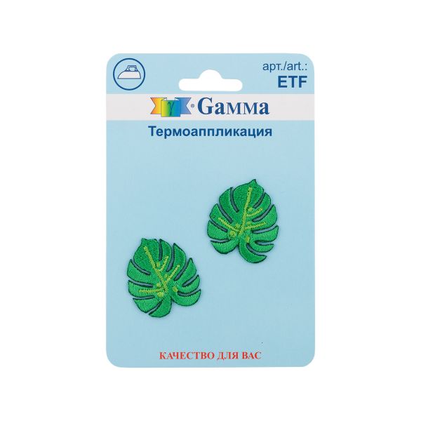 Термоаппликация №02, 1 шт, 01-239 Листья монстеры 2 шт 2.5х2.5 см, Gamma ETF