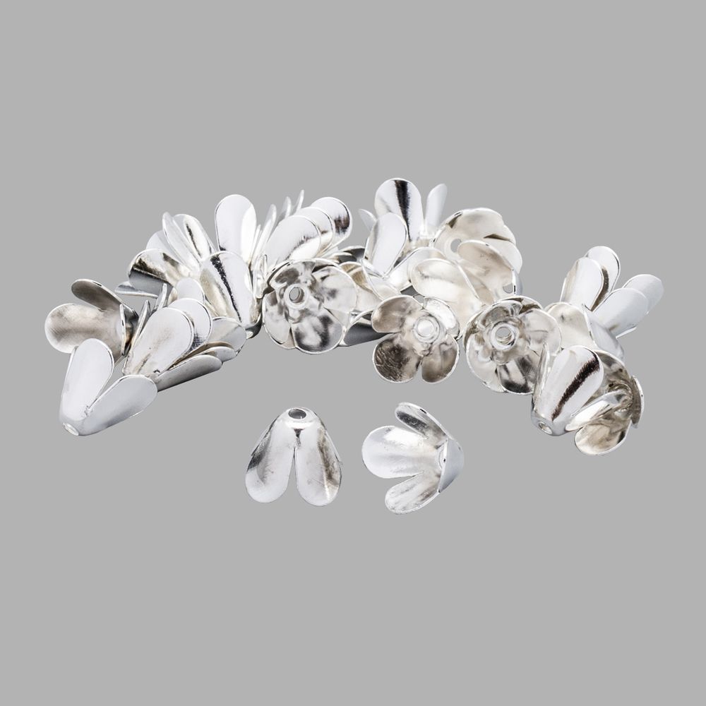 Шапочка для бусин, 10мм 30 шт/упак, Astra&Craft (Серебро), 4AR200