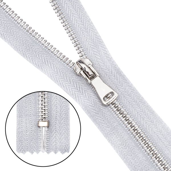 Молния металл Т5 (5 мм) 1 зам., н/раз., 18 см, серебро, 6534-0176, 10 шт