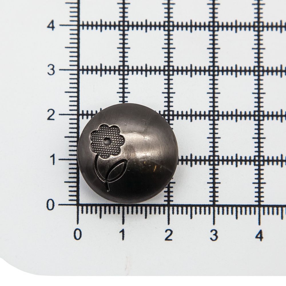 Часть кнопки 5/22 темное серебро мет. сфера с цветком, 20 шт