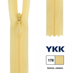 Молния потайная (скрытая) YKK Т3 (3 мм), 1 зам., н/раз., 22 см, цв. 178 лимон, 0004715/22, уп. 10 шт