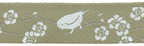 Лента атласная с рисунком 12.0 мм / 22.8±1 метра, F11/149 Цветы/св. хаки, Gamma ALP-122