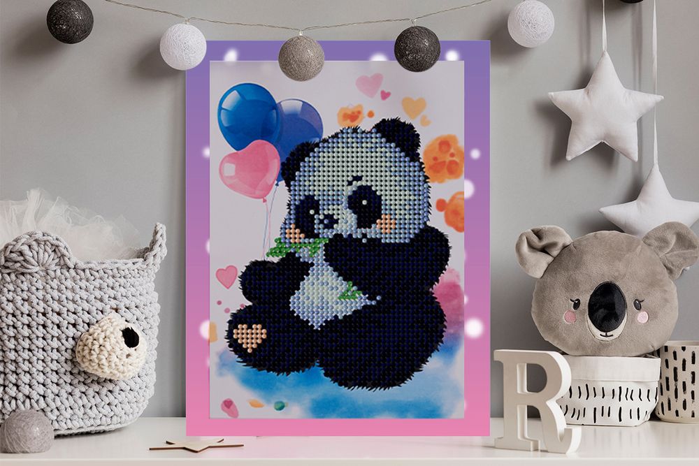 Алмазная (кристальная) мозаика Фрея, Синяя панда, 14х19.5 см