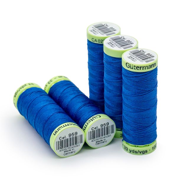 Нитки для тонких тканей Gutermann Extra Fine 150, 200м, 959 голубой королевский, 5 катушек