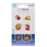 Кольца маркировочные металл, 6 шт, №03 с подвесками фрукты, Gamma MKK-06