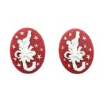 Камеи "Леденец", полимер, бело-красный, 3х4х0,5 см, упак., 2 шт, Vintage Line