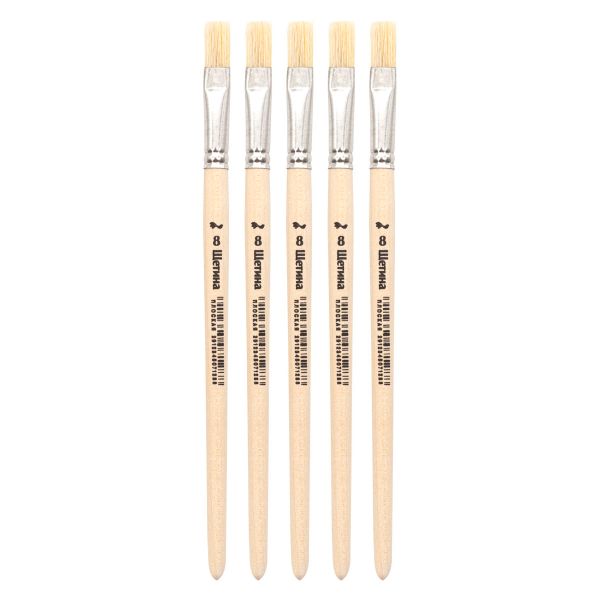 Кисть школьная из волоса щетины плоская №8,5 шт