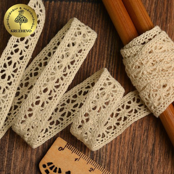 Кружево вязаное (тесьма) 15 мм / 10 метров, диз. 293, цв.кремовый, Kruzhevo