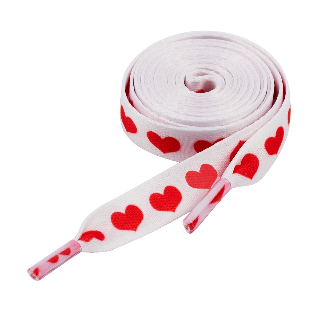 Шнурки 10 мм, 120 см, 1 пар(a), №02 белый (сердце красное), Gamma SHL-01/01
