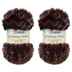 Пряжа Astra Premium (Астра Премиум) Артемида Принт / уп.2 мот. по 100 г, 34 м, 03 черный/оранжевый