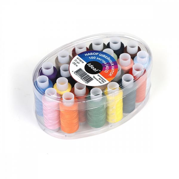 Швейные нитки (набор) 100 Экстра (40/2) 200 м, уп.24 катушек ассорти
