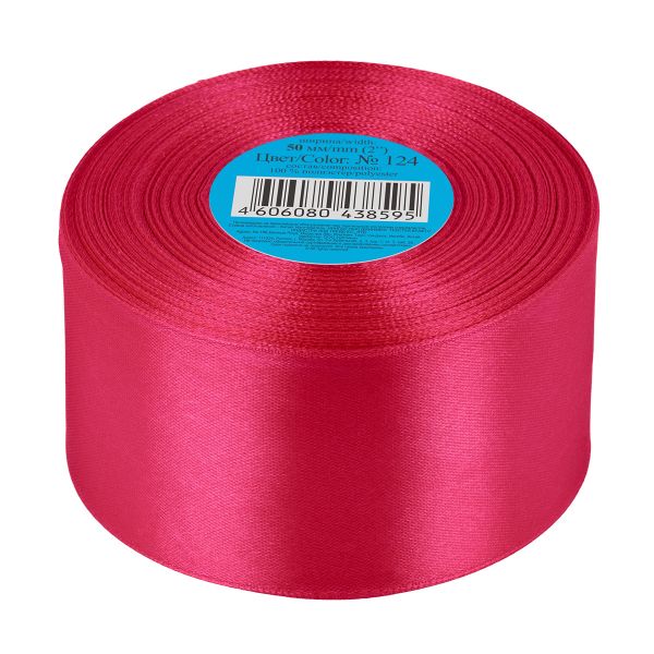 Лента атласная 1-сторонняя 50.0 мм / 33±2 метра, 124 св-вишневый, Gamma