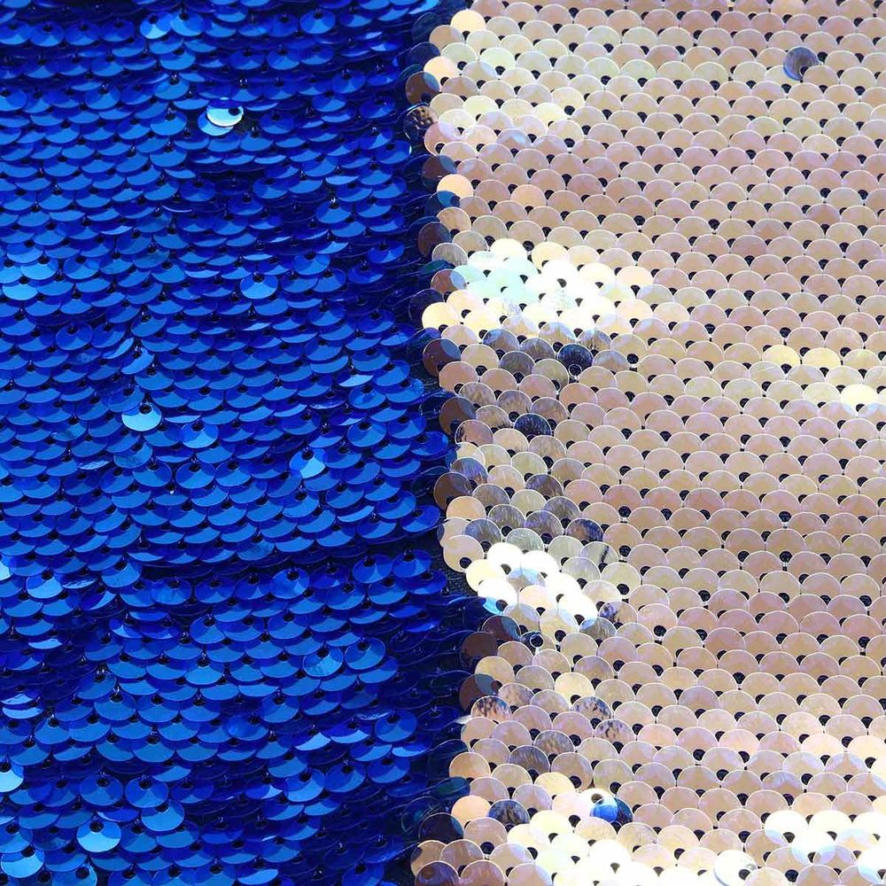 Ткань для рукоделия с двухсторонними пайетками, синий/розово-зеленый, 65х50см, Astra&Craft