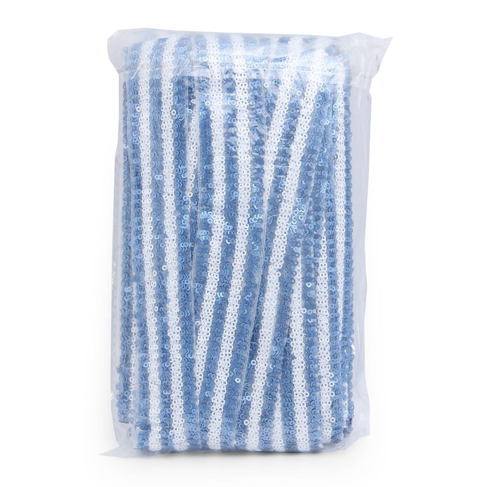 Тесьма с пайетками лампасная 3,5см / 14,63м (голубой), 3AR070